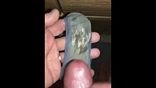 Licking my wifes Dirty Panties from the Laundry before & after cumming in them, tastes so good