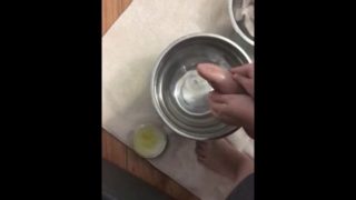 Wash, scrub tiny adorable feet in small bowl till clean fetish foot 