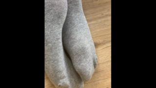 Spy on my smelly feet in grey socks | FOOT FETISH