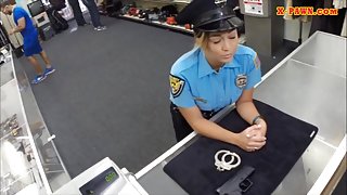 Busty police officer pawns her stuff and nailed to earn cash