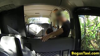 british babes threesome slammed in back of taxi