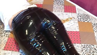 Squeezingmy ass in shiny vinyl pants