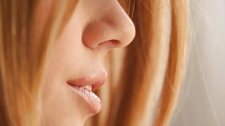 Lovely blonde is showing solo skills