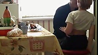 Naughty Russian teen stands on knees as she wanna suck delicious cock