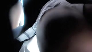 Panty and naked ass slit up the skirt of cute amateurs