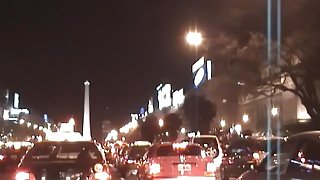 Girl fucked by two rods on raunchy taxy spy video