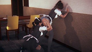 Lesbian Maid Lick Maid With Clothed Form Behind