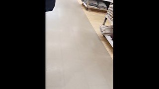 Step Mom Walking Naked in the Supermarket - Risky Flashing in Public