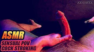 (ASMR) Jerking off my oiled cock just for you / male solo cumshot pov sensual