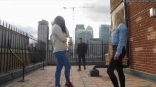 blowjob threesome on rooftop in london