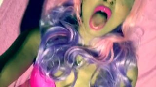 Rubbing my pussy in pink fishnets