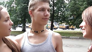 Grace & Madelyn in two hot pick up girls having hard sex with a guy