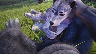 Furry Female Wolf & Rhino Fuck Hard (Some Pee)  Wild Life Furries