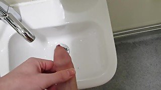 You LOVE it when I tease myself in a PUBLIC BATHROOM  UNCUT  HOT SLUT