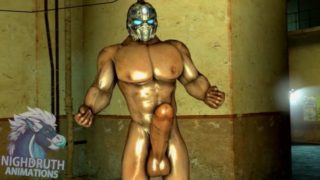 Huge Beefy Male Muscle Growth Animation