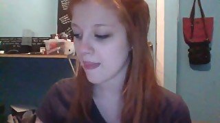Red haired charming wild and cute webcam with puffy nipples used vibe for solo