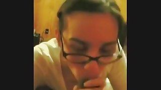 White Nerdy Cutie Sucks BBC