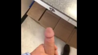 Business man playing with monster cock at work