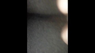 19yo teen with fat pussy plays with clit through pants.