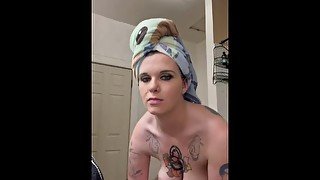 Big titties drying off