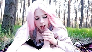 Cutie took me to the forest and gave me a hot blowjob