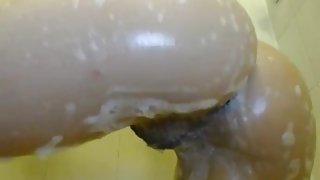 Sexy girl with hairy pussy takes a shower