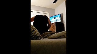 Back rub, blowjob and fucked from behind in crotchless panties!