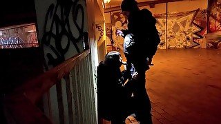 The obedient slut wife sucks dick in the underpass part 2