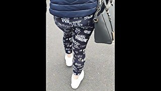 Step mom in public place get fucked through leggings by step son better than husband