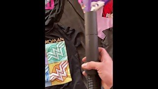 Vacuum sucks and swallows tee shirts