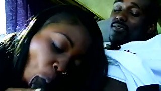 Dirty black hooker Menage Trois provides black stud with a wild blowjob