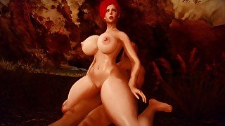 Curvy Redhead Elf Rides Fat Big Cock Shaking Her Huge Tits Skyrim