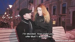 Hot redhead teen fucked for cash