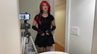 Hot Goth Crossdresser Jerking Off