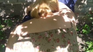 Very fast outdoor sex ends as huge creampie inside fertile pussy!