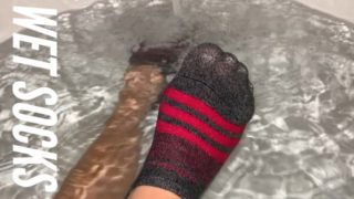 Wet Sock Fetish in Athletic Ankle Socks