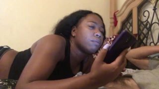 City girl sucks dick wile on phone