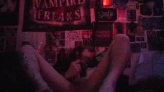 Tattooed goth fucks themself