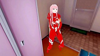 Zero Two в экзоскелете ласкает свою киску трясётся и кончает  женсая раздевалка [3d hentai]