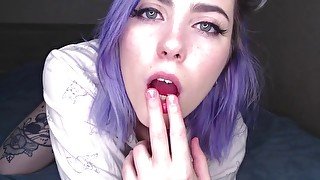 Girl talks to you sweetly while masturbating your cock POV