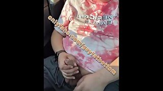 Horny chub can't wait and jerks uncut dick in the Walmart parking lot