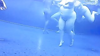 Voyeur cam vid of a bunch of naked people in pool