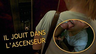 Amateur français - Très risqué ! Pipe dans le garage et il jouit dans ma bouche dans l'ascenseur