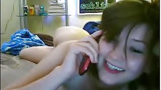 Asian girlfriend masturbates