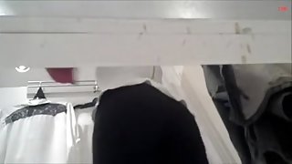 Erotic changing room voyeur vid with girl in dark brassieres