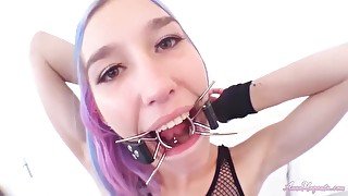 Sexy College Girl Anna giving me a SpiderGag Blowjob - Dutch Tiny Teen
