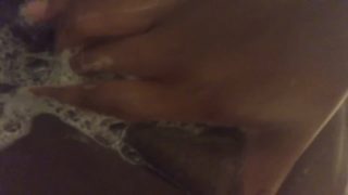Ebony Step Sister Plays With Pussy in Shower Before Step Dad Gets Home