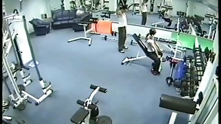 Amateur voyeur with threesome having dirty fucking in the gym