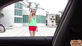 Hot blonde teen gets picked up and boned at the strangers car