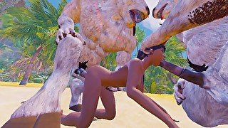 Furry ебут мою любимою жену в 2 ствола на пляже